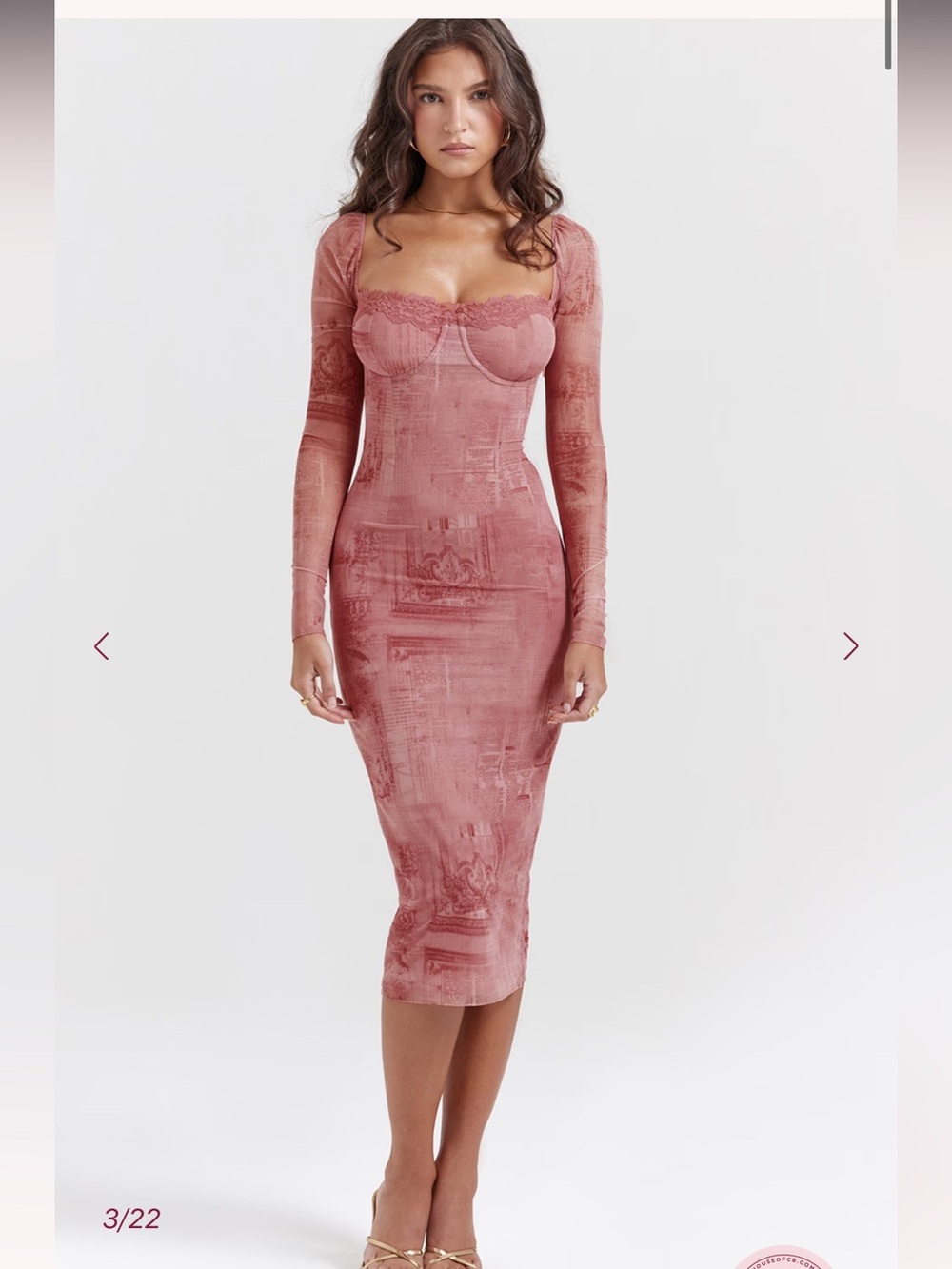 House of CB  SERAPHINA Dusty Rose Long Sleeve Bodycon XS - NWOT